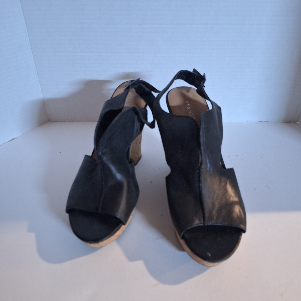Franco Sarto Black Open-Toe Heels